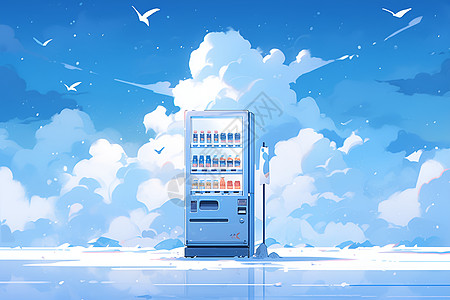 冰天雪地中的贩卖机背景图片