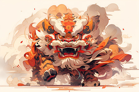 中国舞狮狂欢背景图片