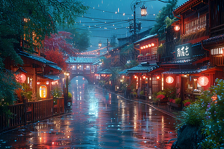 雨巷街景图片