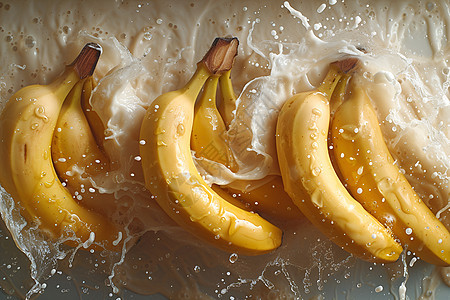 香蕉在水中晶莹欲滴图片