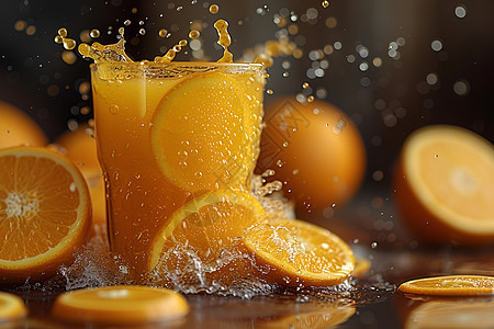 夏日活力冰镇橙汁图片