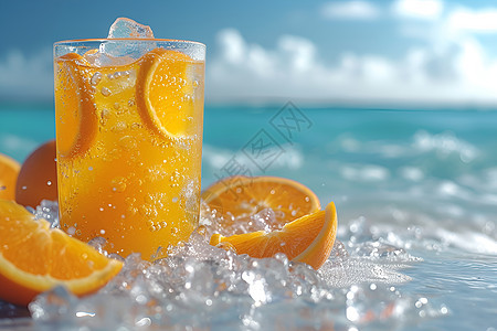 夏日清凉冰镇橙汁图片