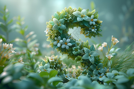 绿植和花朵的字母背景图片
