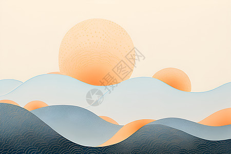 抽象的太阳和山脉背景图片