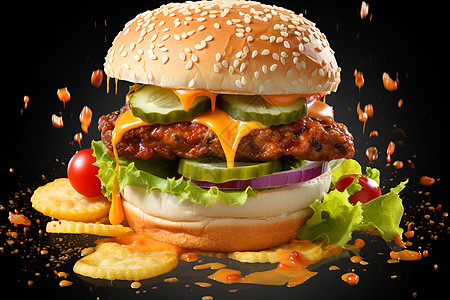 美式汉堡背景图片