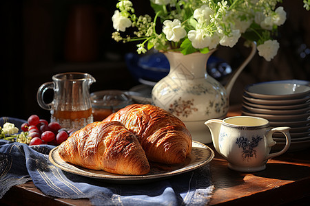 早晨的欧式早餐背景图片