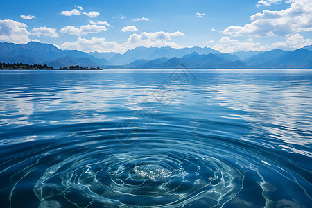 宁静湖面大理洱海天与水的抽象幻景背景