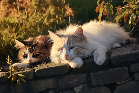 晒太阳的猫咪背景