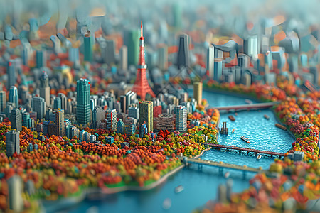 立体的城市建筑物模型图片