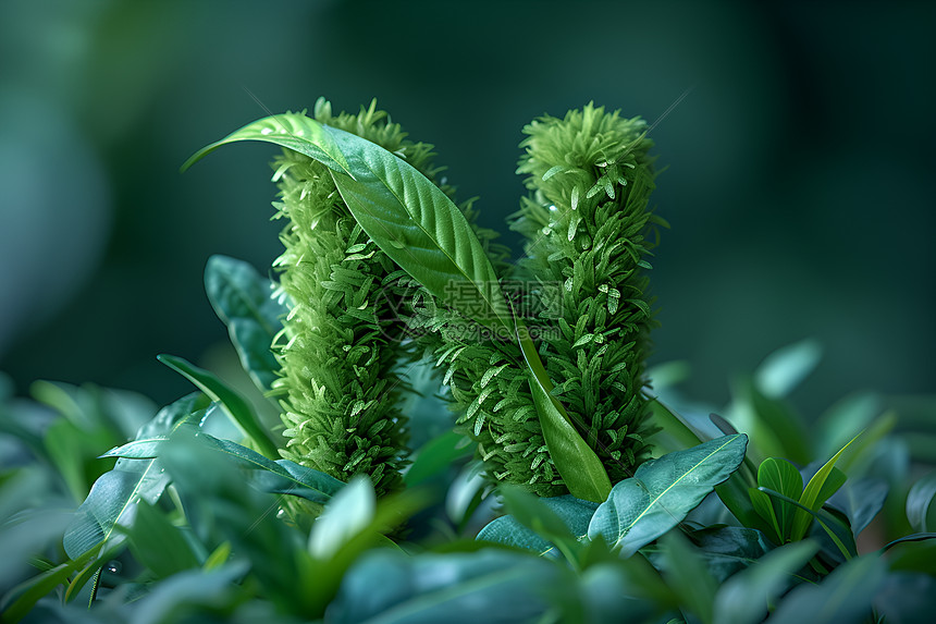 绿色植物拼成的英文字母图片