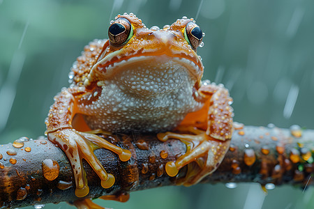 雨中的可爱青蛙图片