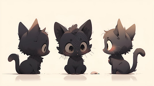 可爱的黑色小猫背景图片
