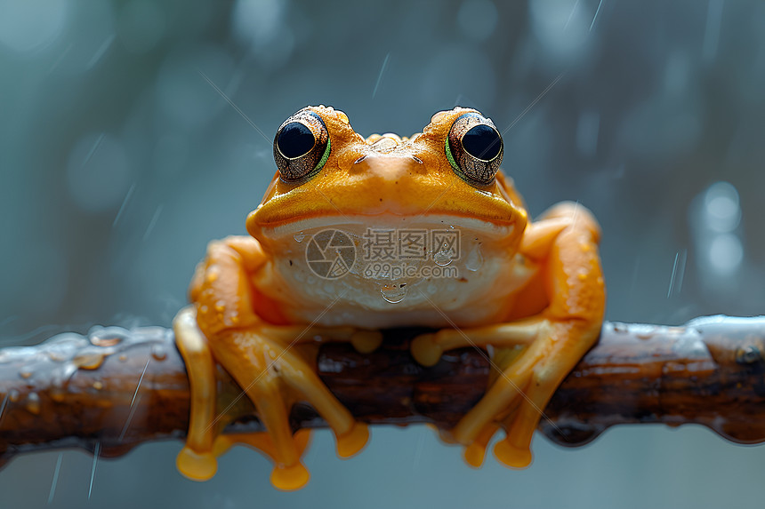 雨中的可爱青蛙图片