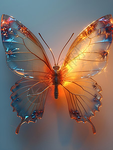 墙壁上透明的蝴蝶背景图片