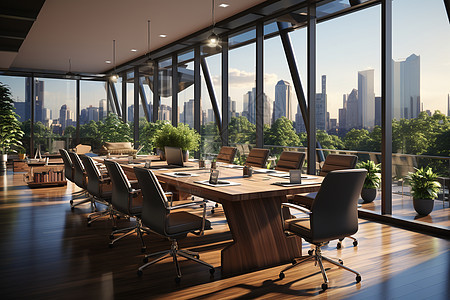 城市简约的会议室设计背景图片