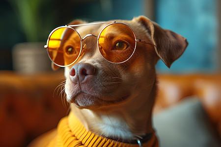 戴时髦眼镜的狗图片