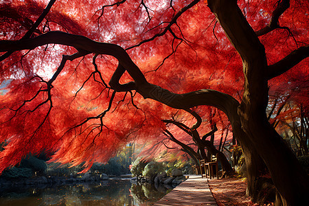 秋季公园的红叶图片