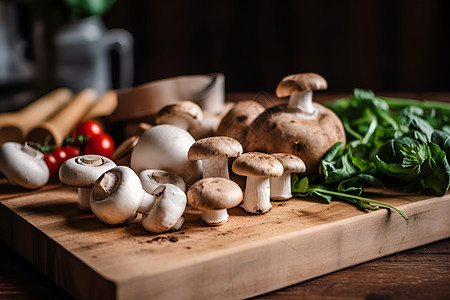 蘑菇和绿色蔬菜图片