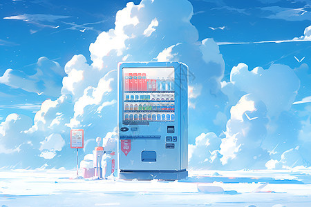 冰雪上的自动售货机图片
