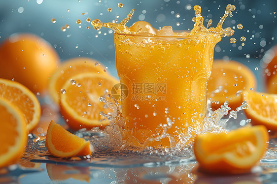 夏日活力橙汁飞溅图片
