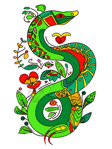 绿色的蛇插画图片