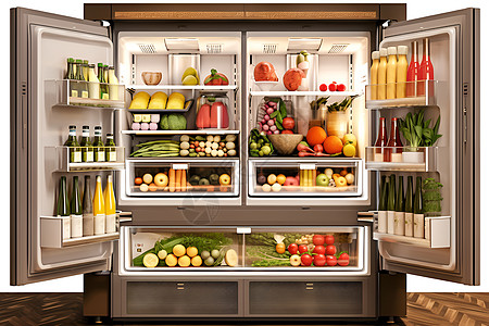 冷藏食品冰箱里的食物展示背景