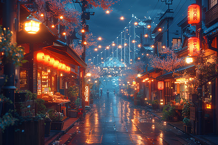 雨夜城市风景照图片