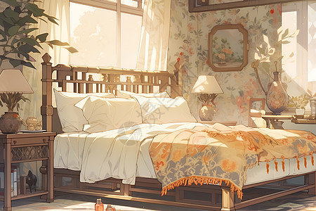 宁静温馨的卧室背景图片