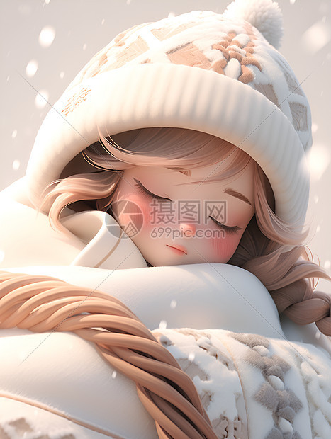 雪中可爱的小姑娘图片