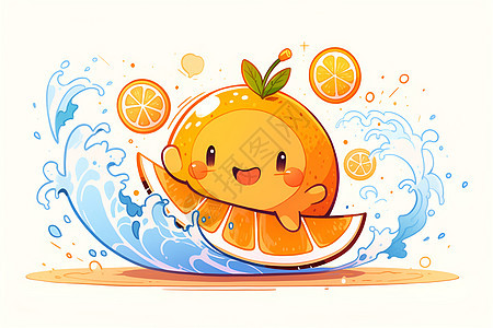 橙子冲浪图片