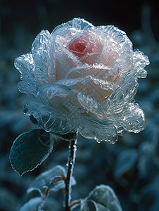 冰冻的粉色玫瑰花图片