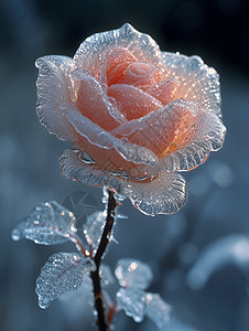 结冰的一朵美丽玫瑰图片