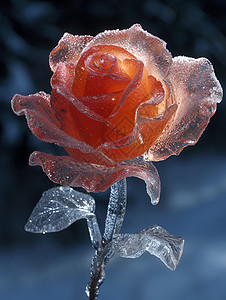 屹立孤寒中的冰玫瑰图片