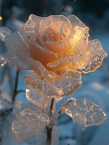 冬日中的冰雕玫瑰图片