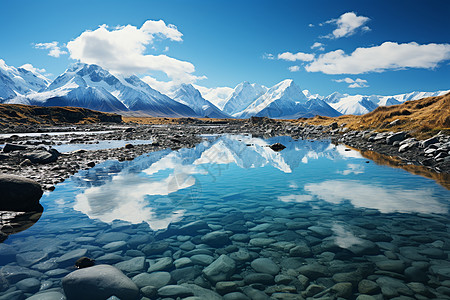 冰雪冰山背景湖光映照的美景背景