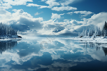 冬日中的湖光山色图片