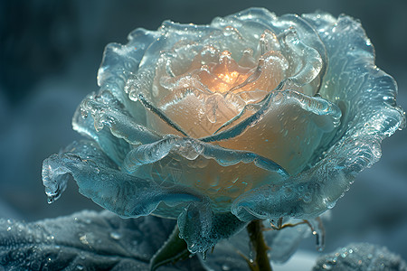 玫瑰水珠永恒优雅的透明玫瑰插画