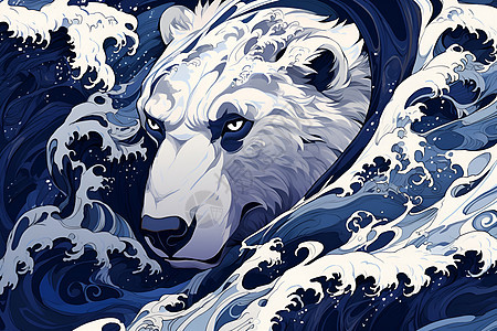 绘画的北极熊插画图片