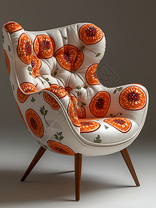 橙子装饰的扶手椅图片