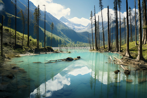 天山湖水图片