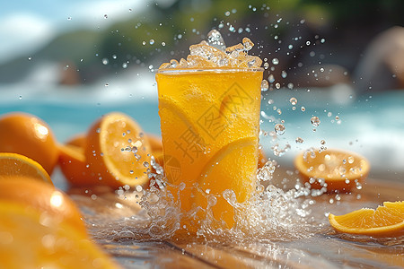 橙汁飞溅图片
