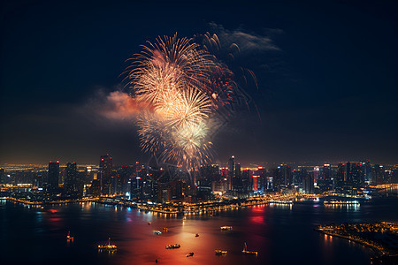 夜幕下的烟花盛会背景图片