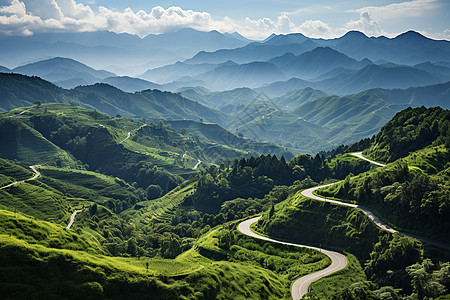 山脉蜿蜒的山路图片