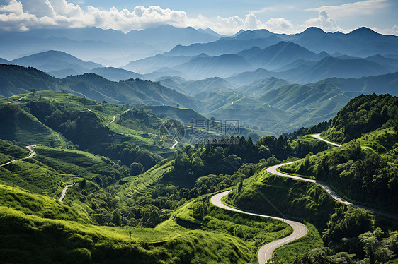 山脉蜿蜒的山路图片