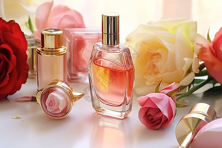 花香的玫瑰香水背景图片