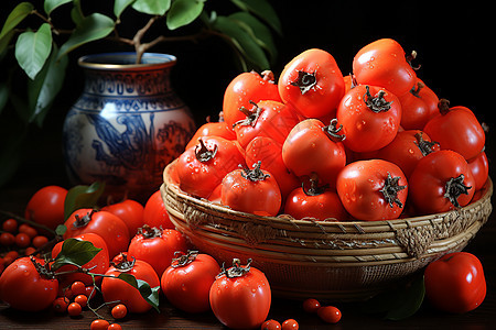 丰收之秋的柿子图片
