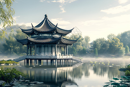 花雨中的古韵图片