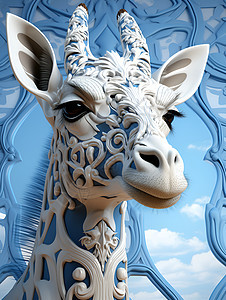 立体的长颈鹿雕塑图片