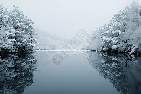 冬日湖泊背景图片