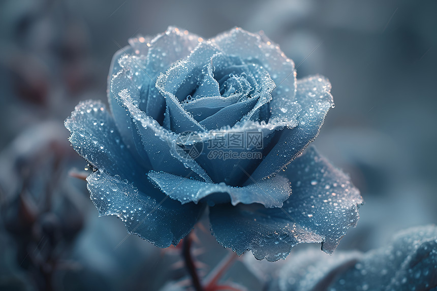 蓝色玫瑰特写图片